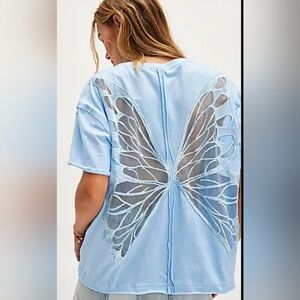 NWT Free People X Tricia Fix Butterfly Tee Size M